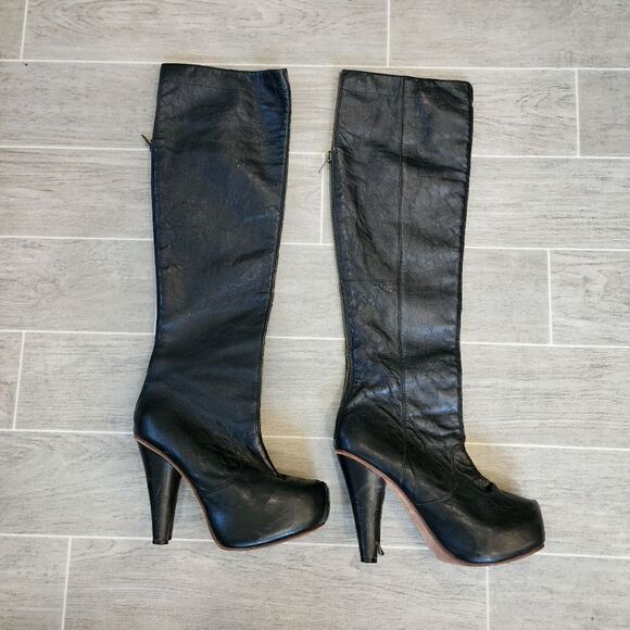 Gee Wawa Black Lesther Over Knee Platform Boot - Picture 4 of 17